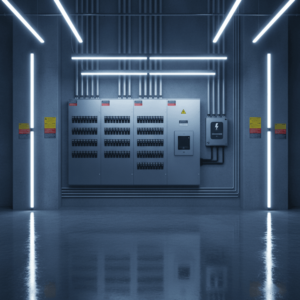 Commercial electrical service work in progress